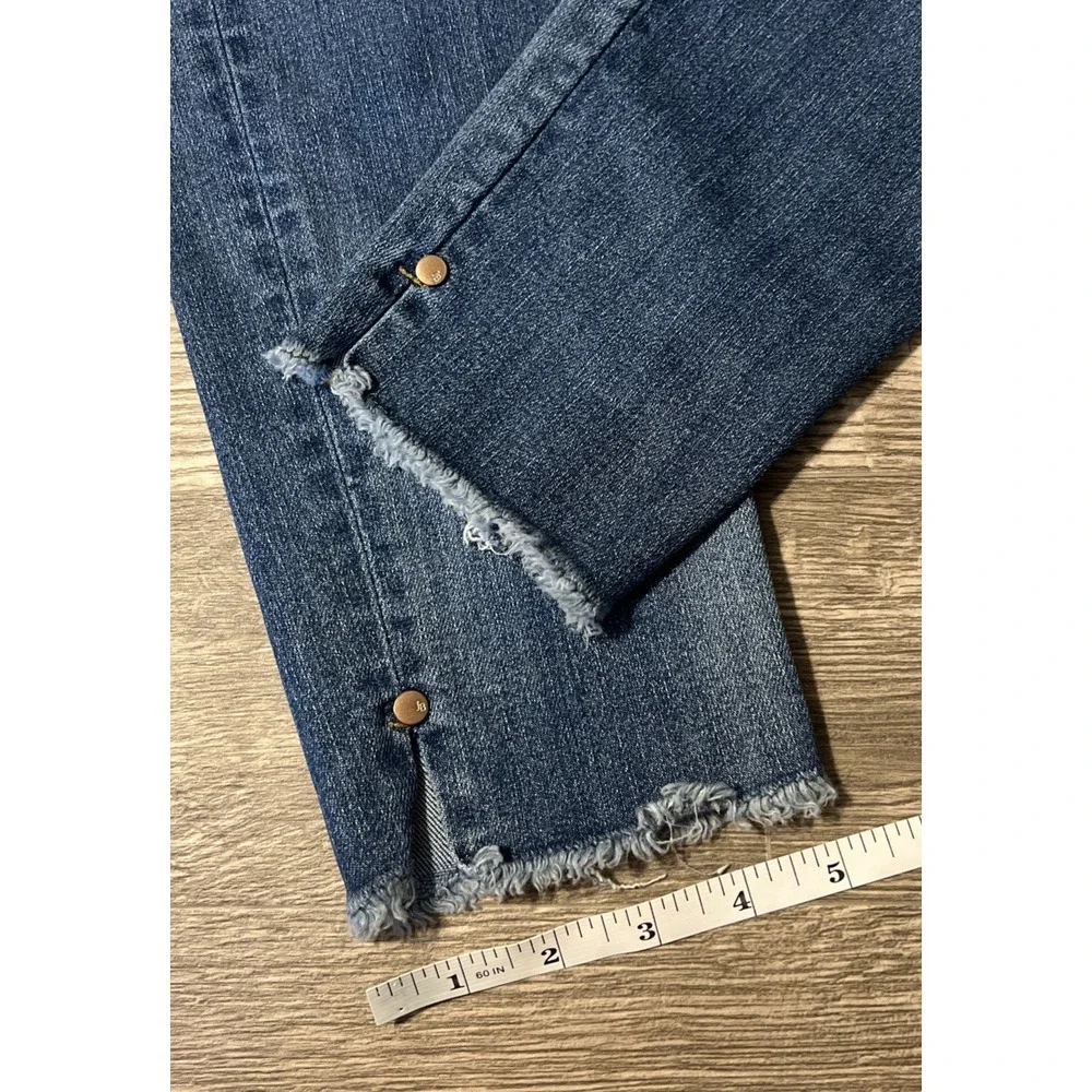 Judy Blue High Waisted Frayed Slit Hem Skinny Fit Jeans Size 13/31 (30x28) - Picture 8 of 10
